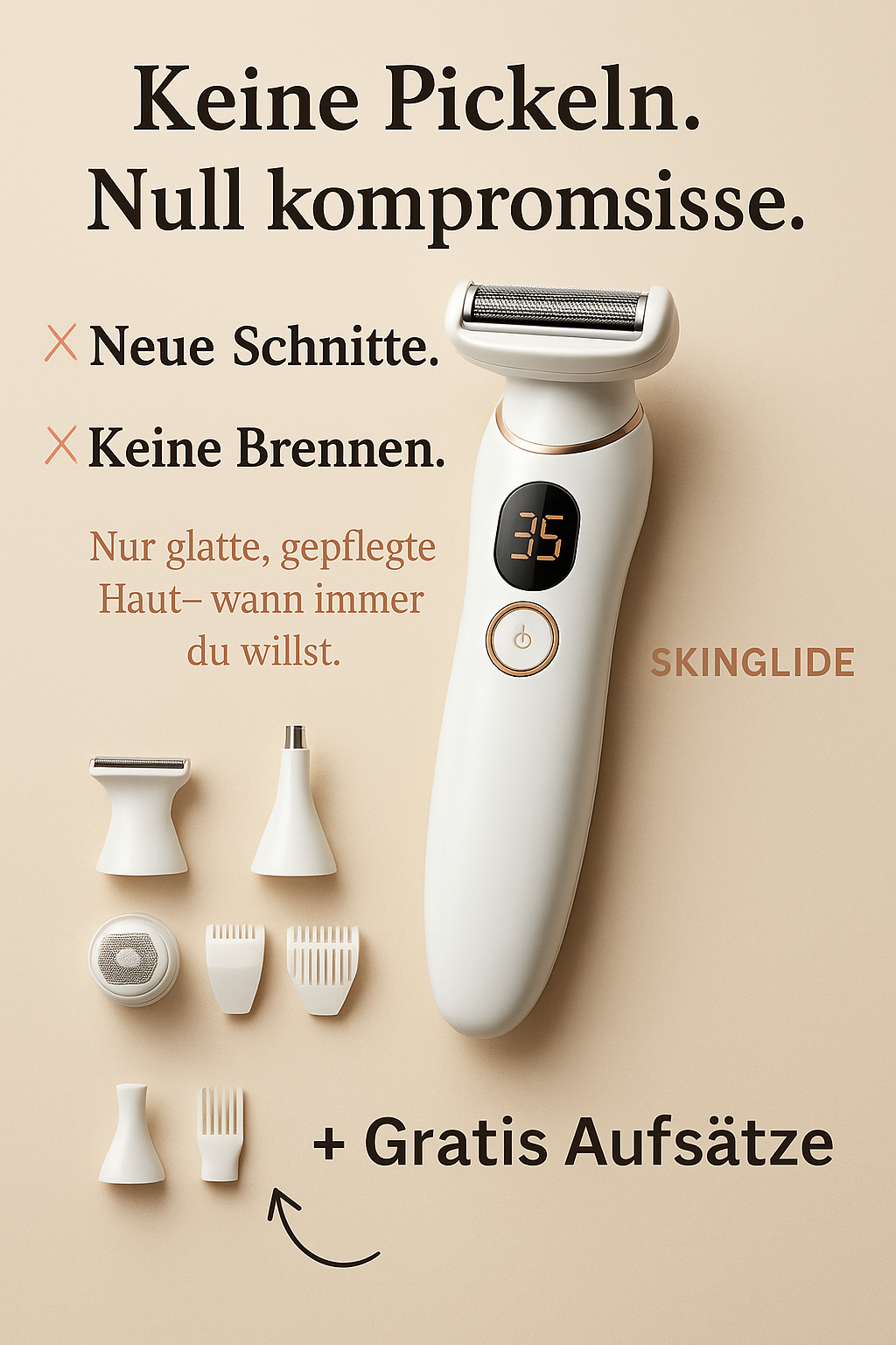 SKINGLIDE™ – Für Haut, die sich wie Seide anfühlt - Sag Tschüss zu Rasierpickeln, Stoppeln & Hautstress